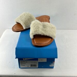 Jack Rogers Faux Fur Sabrina Slide Sandal Natural size 6.5